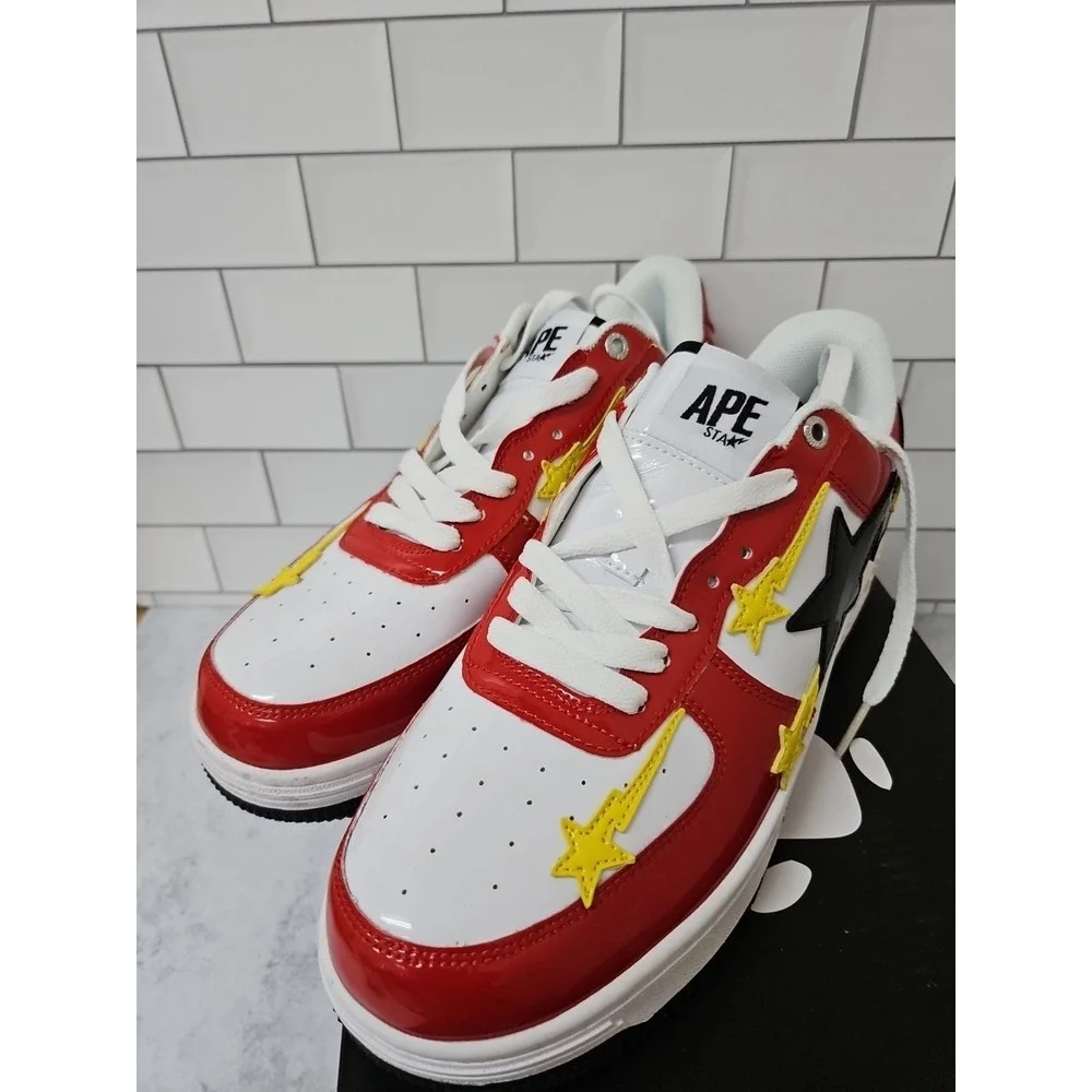 Indigo Studios Custom Bape Apesta Shoes Size 8.5  Red Yellow And White Colorway